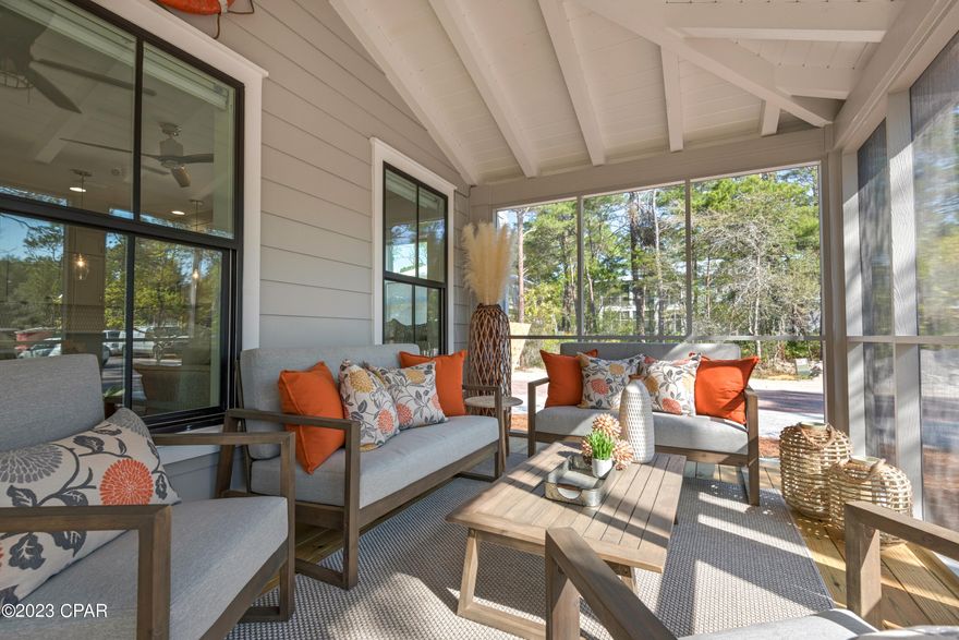 Gorgeous home exclusively located in the beautiful neighborhood of Magnolia Cottages Ph2 - Creek Park, perfect for a primary residence, 2nd home or short term rental!  This professionally decorated, single family home is tucked away in between The Big Chill & Alys Beach, across from the beach just off of 30a.  It is surrounded by endless shops, restaurants & entertainment. This luxurious 3 Bed/3.5 Bath home comes complete with numerous upgrades and all the conveniences of home! ADDED BONUS... This home comes with a 6-SEATER GOLF CART!

 From the moment you walk through the front door, time and worries of the world will melt away as you are captured by the serenity of this gorgeous home. The smell of the salt air, the soft rustling of the palm trees and the distant sound of the waves crashing on the beach, will instantly transport you.

This home has been professionally designed with the utmost attention to detail while featuring a light and airy floor plan with a soothing color palette, engineered wood flooring and 10ft ceilings. You will enter the home through a beautiful screened in porch where you can enjoy a morning coffee, afternoon book or an evening cocktail. The sun filled Living Room has comfortable seating for the whole family with a 50'' flat screen SMART TV, it's the perfect place to kick off your shoes and relax. It is well suited for families or couples with a fully equipped kitchen, 5 burner stove, stainless steel appliances, custom quartz countertops & double stacked cabinets. The Dining Room features a custom built-in banquet that seats 10, plus additional seating at the bar for 4. Additionally, on the first floor you will find a half bath, laundry room with full size washer & dryer & built-in shelving.

There are two Primary suites - the first floor Primary Bedroom features a plush king bed, large walk-in closet with luggage racks, 43'' flat screen SMART TV and luxurious ensuite bath with dual sinks and walk-in shower with floor to ceiling tile.

The second Primary Bedroom located upstairs, also has a king bed, 43'' flat screen SMART TV, closet with luggage racks and an ensuite bath that is unexpectedly bold but timeless and the perfect place to escape with a luxurious shower & dual sinks. The 3rd bedroom also on the second floor is a playful bunk room with a twin over full bed, 43'' flat screen SMART TV and private ensuite bath with a tub/shower combination.

This home sits on a corner lot with a private, fenced backyard great for both kids and dogs and access to the gorgeous resort style community pool!  In addition, there is a large shed that is great for bike storage, beach chairs and yard tools and a golf cart carport!

The golf cart allows for convenient access to the deeded beach entrance (parking available at the front of the neighborhood). There is also a public beach entrance just to the west.