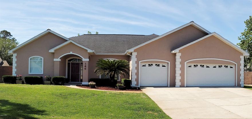 Immaculate and spacious home located off of North Lagoon Drive. Close to the Navy Base and beautiful beaches (approximately 1.3 miles to public beach access). Sitting on a quiet cul-de-sac with no HOA fees, this 4 bedrooms 3 baths home has a split floor plan with plenty of room and storage.  This home offers an open concept Kitchen/breakfast nook/family room that is great for entertaining! The kitchen features a large island, stainless steel appliances and granite countertops. The home has a covered patio, a 16 x 32 in ground salt water pool, and a fenced backyard where you can relax and enjoy the Florida weather. Additional features : quartz countertops in bathrooms, crown moulding ,10 ft. ceilings, tempered windows; audio wiring (garage, living room, family room and covered pool area); pool closet; access to bath from pool area; well/sprinkler system; ring security system; 3 car garage. Seller is offering a 1-year home warranty.