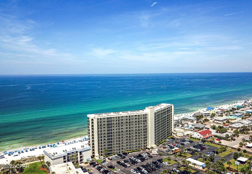 'CURRENTLY UNDER CONTRACT, SELLER WILL CONSIDER BACKUP OFFERS'This is an amazing opportunity to own a fully furnished 2 bedroom 2 bathroom unit at The Commodore! This floor plan is a rarity, and it has been generously cared for by the owner. The primary bedroom has a gorgeous view of the Gulf, and a full en suite bathroom. The second bedroom has plenty of room for guests to stretch out after a long day on the beach, and has access to the second full bathroom for convenience. You will love how open and airy the living room and kitchen feel. The kitchen features plenty of cabinet and counter space, white appliances, and a great sized pantry! Step out onto the massive balcony and you can almost picture yourself out there in the mornings with a cup of coffee, watching the sun dance off the Gul The Commodore is within walking distance to many local hangouts and restaurants on Thomas Drive. St Andrews State Park is right around the corner and within walking distance as well! On site there is a heated pool and plenty of space on the beach for family and friends to gather together. Come check this unit out, it is turn key and rental ready!!