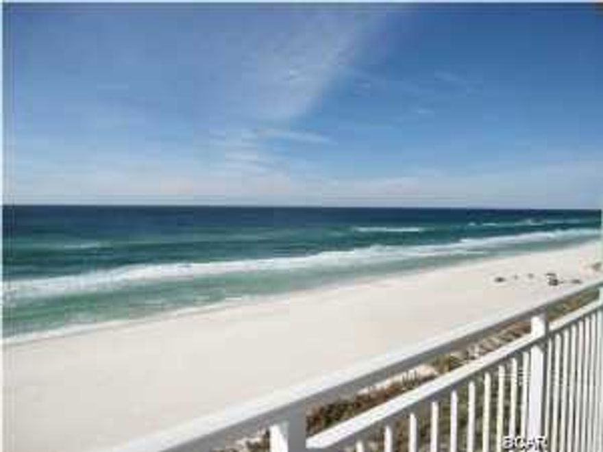 Enjoy this view while relaxing in your master bedroom or entertaining in the living area and say hello to a life you have earned, full of sugar white sands, emerald green waters, countless hours of sunrises, sunsets and shimmering stars. Much more than just a place to live, this professionally decorated two bedroom, two bath + bunks is a GULF FRONT resort style condo is your entry into the carefree world of fun and leisure. Amenity laden, this Panama City Beach condo is home to Florida's largest sky bridge with bar, three pools including a splash pool for the little ones, hot tubs, beach side tiki bar, Star Bucks, scheduled activities, large fitness center, gift shop and 8 high speed elevators to help get you there. This condo is being sold fully furnished and move in ready.