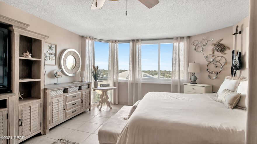 Tastefully updated condo with a view of the sparkling water of the Gulf! Centrally located on S. Thomas Drive, this 6th floor studio is walking distance to restaurants, shops, amusement parks, golf course & nightlife. Come experience the beautiful iconic Panama City Beach sunrises & sunsets from this unit! Inside boasts new kitchen cabinets, new dishwasher/refrigerator, granite counter tops & tile floors. You'll love the beachy décor, king size bed, large walk-in closet & extra storage inside the unit. Enjoy the gulf view on the balcony by front door. Condo is conveniently located by the elevator of the 6th floor & the laundry room is on the same floor! HOA recently painted exterior of building & installed new windows in the unit.