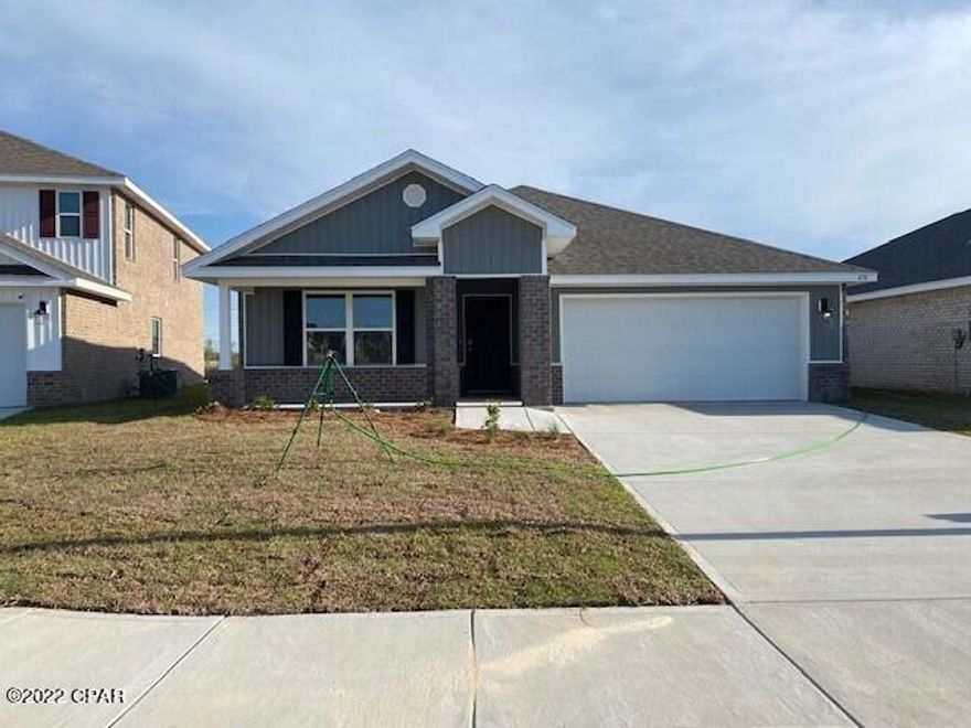 This is the charming Cali floorplan located in the beautiful Titus Park community! The Cali is a single story, four bedroom, two bathroom home with a two car garage. The homes three guest bedrooms are towards the front which are all adorned with sizeable closets. Towards the back of the home you'll find a open concept kitchen and living room space. The kitchen has an island, a large pantry, and stainless steel Whirlpool appliances which include an oven, dishwasher and microwave. The home has LVP flooring throughout, excluding all bedrooms. Bedroom 1 features a gorgeous bathroom and walk in closet combination. For more information on the buildable plan in Titus Park, contact a D.R. Horton Sales Representative. This home comes standard with a Smart Home Technology package which includes a KwikSet keyless entry, Skybell doorbell,
automated front porch lighting, an Echo Dot device, and Quolsys touch panel which can be integrated to control your lighting,
thermostat, front door and so much more.
This home is being constructed with the Zip Sheathing system, providing greater protection than a traditional housewrap from
damages due to wind, rain, and extreme weather. A builder 10-year structural warranty is also included.
Pictures may be of similar, but not necessarily of subject property, including exterior and interior colors.