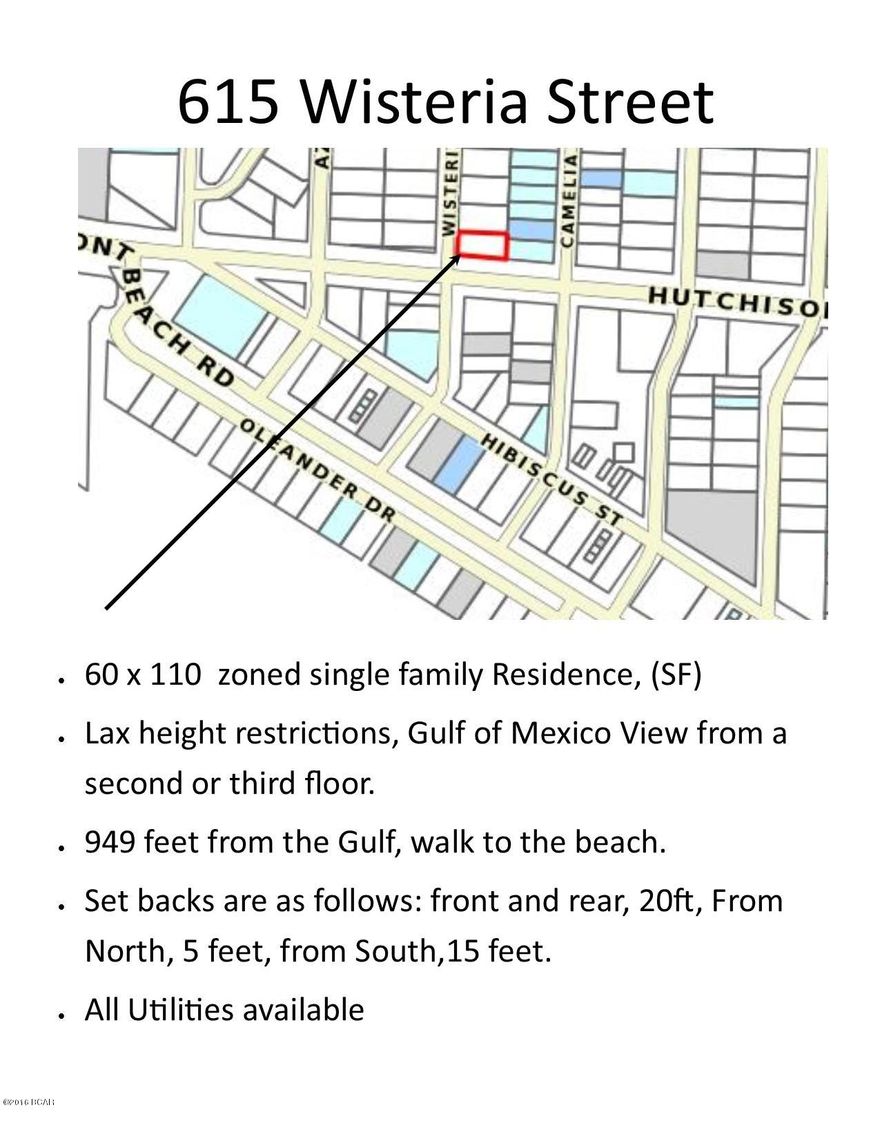 Great building lot with a Gulf View if structure built is two or more stories. Home site is less than 1000 feet from the sandy beach. Cottage located at 613 Wisteria Street is also available.  Seller is an active licensed Florida Realtor.