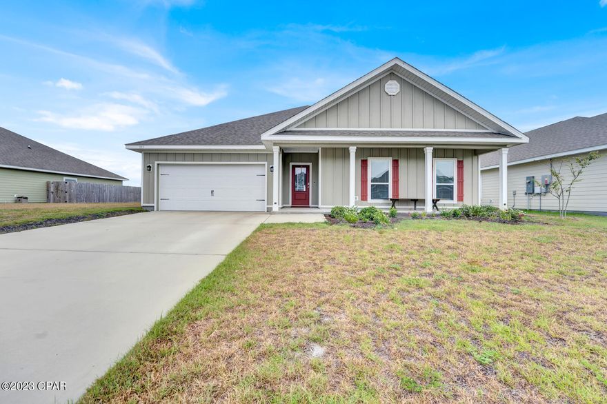 Welcome to your perfect haven at 333 Allie Way, located close to Tyndall Air Force Base. This meticulously designed smart home is poised to cater to the needs and preferences of your family. Nestled in a secure and tranquil community, this property offers a seamless blend of comfort, convenience, and camaraderie. Step into a spacious living area that beckons you to unwind after a day of work. High ceilings, ample natural light, and tasteful color palette create an inviting ambiance. The fully equipped kitchen ensures you have all the tools to whip up hearty meals or entertain friends and family. Stainless steel appliances, granite countertops, and a functional layout make cooking a breeze. Discover well-appointed bedrooms designed to provide the restful sleep you deserve. Every detail has been carefully considered to create a peaceful sanctuary that rejuvenates your spirit. Situated conveniently to military bases and facilities as well as shopping and grocery stores, commuting is a breeze, allowing you to spend more time at home with loved ones. Access to major highways and transportation hubs ensures that you're always well-connected. A well-maintained backyard provides the perfect setting for barbecues, gatherings, and moments of relaxation. Embrace the opportunity to connect with fellow residents and build lasting friendships within the community. Your safety is paramount. With an advanced security system, multiple outdoor cameras, window alarms, remote locks all controlled by an app or Alexa, along with a supportive community, you'll have peace of mind knowing that your home is a secure retreat. Nestled along the picturesque shores of Panama City, Florida, the Bridge Harbor community beckons with its unique blend of coastal charm, modern convenience, and a welcoming atmosphere. The community pool at Bridge Harbor is a sun-kissed oasis, inviting you to unwind and bask in the warm Florida sunshine. Lounge on comfortable chaise lounges or relax in shaded area, creating the perfect setting for relaxation and connection. This waterfront haven is more than just a neighborhood; it's a lifestyle that embraces the beauty of the Gulf Coast while offering a tight-knit community experience. Don't miss out on the chance to call 333 Allie Way your home. Contact us today to schedule a viewing in this unique and well sought after community.