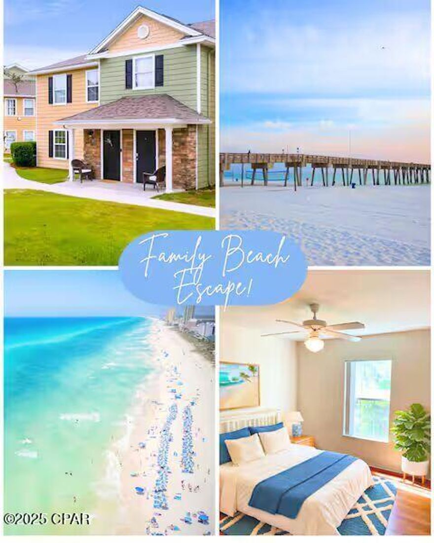 Beach Vibes & Sunny Skies 2BR/2BA Panama City Beach Retreat! Sleeps 6, 2 Queen Beds + Sleeper Sofa, Full Kitchen, Prime Location, Pool & BBQ Area. Welcome to your perfect coastal getaway! This spacious and sunny 2-bedroom, 2-bathroom beach getaway is designed for comfort and convenience, featuring 2 queen beds, a sleeper sofa, and ample space to accommodate up to 6! Beach Access Just 4 Minutes Away! Relax and unwind with access to a sparkling pool, fitness center, community park, and scenic walking trails all part of a friendly, peaceful neighborhood. Rent a golf cart and explore the coast in true beach-town style! Fully equipped kitchen, In-unit laundry, Gated Community, Plenty of free parking & guest parking, Centrally Located In the Heart of PCB! Only 5 minutes to Pier Park, Dublin Winery, Pirates Voyage, and the area's best restaurants, shopping, and entertainment! Come fall in love with the sugar-white sands and laid-back lifestyle of Panama City Beach live where others vacation! Centrally located and full of Florida charm! 1 month rent 1 month Deposit moves you in!
