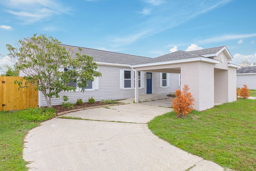 Perfect 1st Time homebuyer opportunity.  If you are currently renting then you are paying too much and should be living here instead.  This 4 bedroom home qualifies for loans like any other home. It has been totally renovated with a new modern and elegant look but solid.  Take a look at all the photos / videos and then schedule a visit to look inside. You won't be disappointed.  This home is conveniently located close to Tyndall AFB and the Eastern Ship Building area  which makes this a prime location in Callaway. This home has a covered carport right in front of your front door and also boasts 2 closed off storage areas adjacent for all your yard and maintenance tools you might have for this home. Seller to help pay for some closing costs.  Don't miss this chance to own your own home.