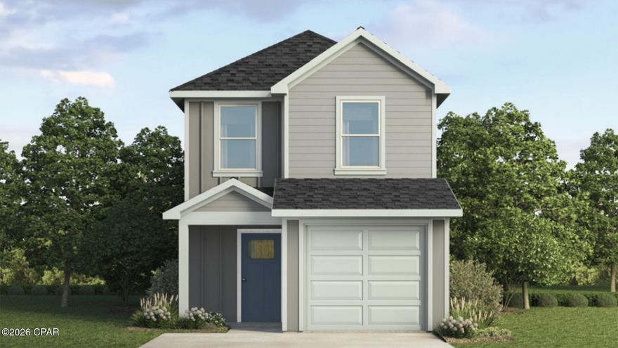 Welcome to the Alderbrook, a new home featured at Salt Pines in Port Saint Joe, Florida. The Alderbrook is a charming two-story home featuring 2 bedrooms, 2.5 bathrooms and offering 1,158 square feet of living space with a 1-car garage. The bottom floor features 9-foot ceilings and the upper level has 8-foot ceilings. This cozy home is perfect for the comfortable vibes that Port Saint Joe is known for.

A front porch (per plan) welcomes you into the home and opens to the kitchen which includes granite counter tops, quality cabinets, stainless steel appliances and an open concept floorplan with the kitchen flowing seamlessly into the dining room and living room. The bottom level also features a half-bathroom and pantry next to the kitchen and stairs. Upstairs, the primary bedroom has an attractive ensuite bathroom that features a granite vanity countertop and quality cabinetry. Enjoy additional storage with a spacious walk-in closet located off the primary bathroom. Your secondary bedroom features quality carpet flooring and a closet, and can be used as a bedroom, office, work out space or other bonus room. The possibilities are endless with the Alderbrook floor plan.
 
Additional features include EVP flooring in entry, living room, and all wet areas with soft carpet in the bedrooms. There are granite counter tops in all bathrooms and kitchen as well as a Smart Home Technology package allowing one central hub that talks to all the devices in your home. You can control the lights, thermostat and locks, all from your cellular device.
 
On the Exterior you will see quality vinyl siding, a covered front porch, and a patio in the back yard to enjoy the beautiful Florida weather. After a day of enjoying all that Port Saint Joe has to offer, enjoy a quiet neighborhood with friends and family in this cozy home.

To learn more about the Alderbrook plan and about Salt Pines, get connected with us today by requesting more information, or stop by the community in person. We look forward to telling you more about these lovely homes.