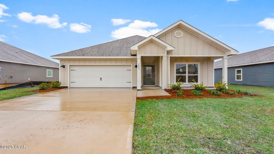 Welcome to our new home at 7253 Shady Oak Way located in the peaceful Hodges Bayou Plantation community in Panama City, Florida. The Rhett is one of our popular one-story floor plans used in many communities in this area. With this 4 bedroom, 2 bath home, you will see 1,799 square feet of spacious living perfect for a small family to enjoy comfortably.

As you walk inside the Rhett, you will see the long main hallway leading you to the open living room and kitchen. The 9' ceilings throughout the home open your living space up and there are tray ceilings in the Primary bedroom and living room as an added feature. Engineered vinyl plank flooring throughout the main areas offer a sleek, low-maintenance way to keep your floors looking great while soft carpet in the bedrooms keep your feet cozy. The kitchen and bathrooms feature granite countertops and white cabinetry, a walk-in pantry, and a large island ideal for family and guests to enjoy your meals together. The primary bedroom has its own bathroom featuring a spacious walk-in closet, a double vanity, and a separate walk-in shower and tub. Each room in the house has large windows that allow plenty of natural light in to brighten your mood and home up.

On the exterior of the home, you will see beautiful brick on 3 sides of the home and Hardie Board on the front of the home. Each home comes standard with gutters, a sodded yard, dimensional shingles, and more. The Rhett features a covered back patio and certain Rhett plans have a covered front porch. Sidewalks line every street so you can enjoy the unbeatable Florida sunsets and sunrises on your walk with the kids or the dogs.

Whatever room in this house you're in, you will feel right at home. Contact us today to find your home at Hodges Bayou Plantation!