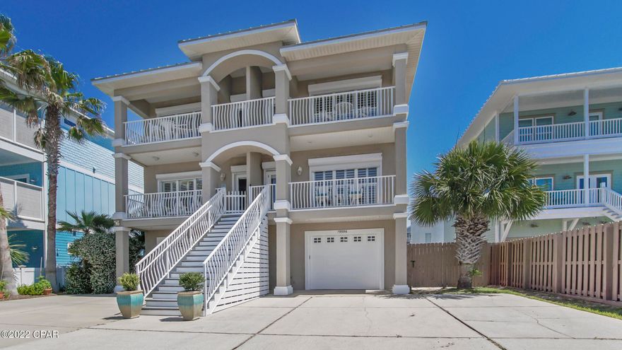 CURRENTLY UNDER CONTRACT, SELLER ACCEPTING BACKUP OFFERS - WOW! GULF VIEWS galore! Beautiful townhome in Laguna Beach with garage and ELEVATOR! NO HOA, across the street from the beach! Home is selling fully furnished! 1st floor laundry room and Guest quarters with spacious bedroom, full bath, and full kitchen! 2nd floor offers a bedroom, full bath, and open concept floorplan for the kitchen/dining/living area with balcony. 3rd floor is home to a bedroom with full bath, hall laundry with stackable washer/dryer hookup, and a large master suite with balcony. Plenty of natural light in this home! Interior plantation shutters for a luxurious affect in the kitchen, living, and master bedroom. The owners have taken excellent care of this home! Updated ceiling fans throughout and recessed lighting in the kitchen. Enjoy LVP and tile flooring, with crown molding and fresh coats of interior and exterior paint! Storm window screens were recently installed on east and rear sides of the home. Get local, at places like Thomas Donut & Snack Shop, Pho Pier 77, Carousel Grocery and Wine Store, and Laguna Beach Coffee and Cream; all within 1 mile. Come LOVE WHERE YOU LIVE or INVEST in one of the most desirable areas on the west end of Panama City Beach! New sidewalks are being constructed along the north side of Front Beach Road and will run across the front of this property as crews continue through the area.