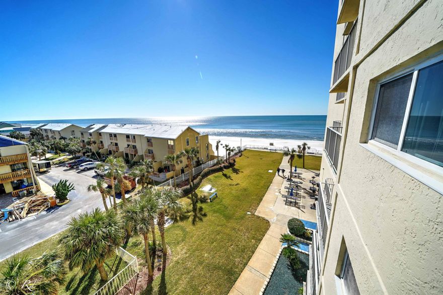 Beautifully Renovated 5th floor Condo. Gulf views from Family Room & Master Bedroom. Balcony access from Family Room & Master Bedroom. 104 sqft Balcony to enjoy all of those beautiful Emerald Coast Sunrises. All new stainless steel Whirlpool appliances.  New vinyl plank flooring.  AC and Water Heater replaced in 2014. 24-hour security, Tiki Bar, 2 Pools, hot tub, game room , tennis courts & gym.  Room sizes and square footage are approximate. If important, please measure.