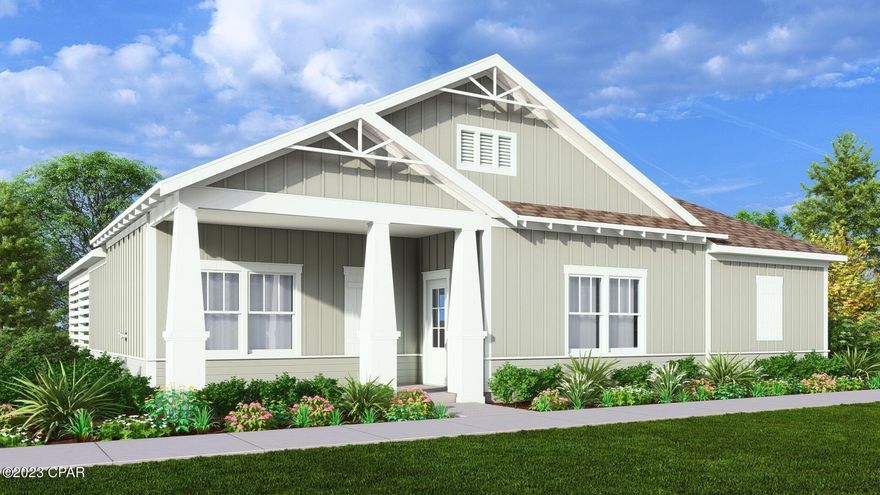 Introducing the low-maintenance lock-and-leave Cottage Collection in the popular waterfront community of SweetBay! These cottages are perfect if you're ready to stop doing yard work and enjoy the phenomenal lifestyle that SweetBay has to offer! The Magnolia plan by Harris Doyle Homes is a thoughtfully designed open plan home with large covered front and rear porches, attached 2-car carport (or optional garage). This home includes granite countertops, stainless appliances and luxury vinyl plank flooring throughout the main living areas. The primary bedroom features a large walk-in closet and tile shower. SweetBay is a walkable and golf cart friendly community with unrivaled amenities: dock and boathouse with North Bay access for kayaking, paddle boarding, and fishing, parks, resort pool complexes, basketball and sports court, miles of trails, and planned future amenities including a town center and marina (groundbreaking this year)! New home buyers even get priority access to top-rated University Academy!