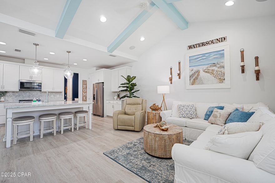 CURRENTLY UNDER CONTRACT, SELLER WILL CONSIDER BACKUP OFFERS

Latitude Margaritaville Watersound - Coastal Camellia Cottage. 

Welcome to this FULLY FURNISHED, turnkey Camellia cottage in the sought-after Phase 3 of Latitude Margaritaville Watersound. Perfectly positioned on a premium outside lot with no home directly facing, this property offers rare privacy along with a spacious front yard.

Step inside to a bright open-concept floorplan filled with natural light. The chef's kitchen features a large extended island, upgraded appliances, and seamless flow into the dining area and family room. A vaulted beamed ceiling crowns the family room, creating a warm coastal charm ideal for both everyday living and entertaining.

The spacious master en-suite boasts a tiled bath with a frameless shower enclosure, while the secondary bedroom and full bath are equally well-appointed with tile finishes. Every detail is designed for comfort and easy living, from the airy layout to the thoughtful upgrades. Family room has a sleeper sofa for additional guest. 

Located just minutes from the community's world-class amenities, you'll enjoy the Latitude Margaritaville lifestyle with pools, fitness, restaurants, live music, and endless activities at your fingertips.

Life in Latitude Margaritaville Watersound is more than just a home—it's a lifestyle inspired by fun, relaxation, and community. Residents enjoy world-class amenities designed for endless entertainment, wellness, and social connection, all just a golf cart ride away. Resort-Style Amenities Include:
Spectacular Resort Pool Complex with lagoon-style pool, and plenty of space for lounging under the Florida sun.
Latitude Town Square - the heart of the community with live music, dancing, and year-round entertainment. Fins Up! Fitness Center - fully equipped with state-of-the-art cardio and strength training, plus a variety of fitness classes.
Tennis & Pickleball Courts for friendly matches or competitive play. On-Site Restaurant & Bars offering delicious dining and island-inspired cocktails. Walking & Biking Trails winding through scenic preserves and natural beauty. Dog Park & Community Green Spaces perfect for four-legged friends and outdoor gatherings. Planned Social Clubs & Activities that make it easy to meet neighbors and stay active. From poolside afternoons and pickleball games to live music under the stars, Latitude Margaritaville Watersound is designed to deliver the ultimate in 55+ coastal living where every day feels like vacation.