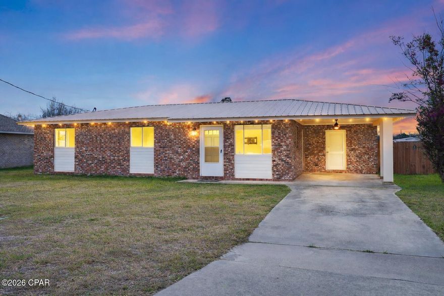 Great opportunity for a first-time homebuyer !! This charming 3-bedroom, 2-bath brick home offers a comfortable layout and excellent potential in a convenient Panama City location. Inside, you'll find a completely renovated kitchen and updated bathrooms, providing modern style and functionality while maintaining the home's classic character.

Major improvements have already been completed, including a metal roof installed in 2022, HVAC replaced in 2017, and water heater installed in 2018, giving added peace of mind for years to come. The home also features a one-car carport for covered parking and an enclosed laundry room located at the end of the carport for added convenience.

Step outside to enjoy the spacious backyard, offering plenty of room for entertaining, gardening, pets, or future outdoor additions.

Conveniently located near shopping, restaurants, schools, colleges, and just a short drive to the beautiful Gulf Coast beaches, this home combines location, updates, and value. Whether you're looking for a primary residence or a great addition to your investment portfolio, this property is full of opportunity.