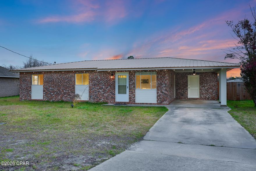 Great opportunity for a first-time homebuyer !! This charming 3-bedroom, 2-bath brick home offers a comfortable layout and excellent potential in a convenient Panama City location. Inside, you'll find a completely renovated kitchen and updated bathrooms, providing modern style and functionality while maintaining the home's classic character.

Major improvements have already been completed, including a metal roof installed in 2022, HVAC replaced in 2017, and water heater installed in 2018, giving added peace of mind for years to come. The home also features a one-car carport for covered parking and an enclosed laundry room located at the end of the carport for added convenience.

Step outside to enjoy the spacious backyard, offering plenty of room for entertaining, gardening, pets, or future outdoor additions.

Conveniently located near shopping, restaurants, schools, colleges, and just a short drive to the beautiful Gulf Coast beaches, this home combines location, updates, and value. Whether you're looking for a primary residence or a great addition to your investment portfolio, this property is full of opportunity.