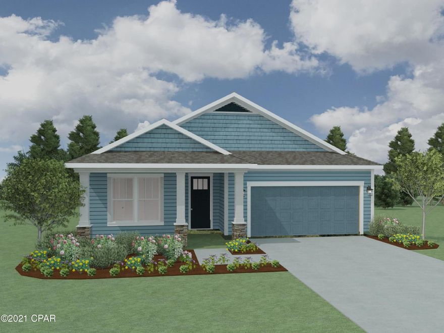 This Crevalle floor plan with Craftsman elevation is a Samuel Taylor built home that features 2255sqft and a 2-Car garage. The kitchen highlights beautiful granite countertops, a spacious island, stainless steel appliances, a gas stove, microwave, dishwasher, disposal, and tasteful backsplash. The master bedroom houses a spacious bathroom with a separate shower and walk-in closet. With 9 and 10 foot ceilings, tile and carpeted floor, and recessed lighting, this home is comfortable and pleasing to the eye. Showcasing a large front an back covered porch, you would be ready to entertain or simply enjoy the gorgeous neighborhood view. Upgrade options are available. Please visit the Model home located at 206 Basin Bayou Drive for more information!