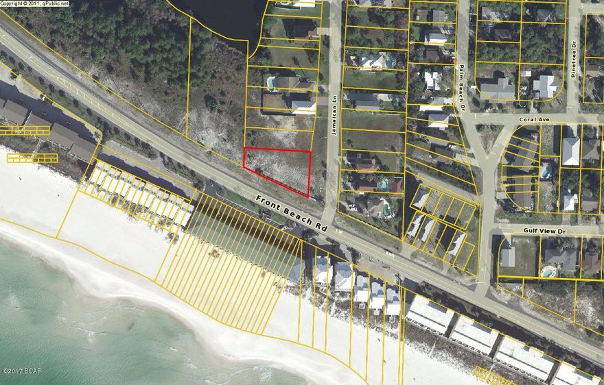 The largest lot available on the west end of PCB. 116 feet of frontage on Front Beach Road located just inside the gates of the Jamaican Lakes community and just steps away from the beach. This lot can accommodate a larger home with a swimming pool if desired. The perfect location for a vacation or primary home. Grocery, pharmacy and restaurants are located within walking distance.

Bring your own house plans or we can build you one of ours!