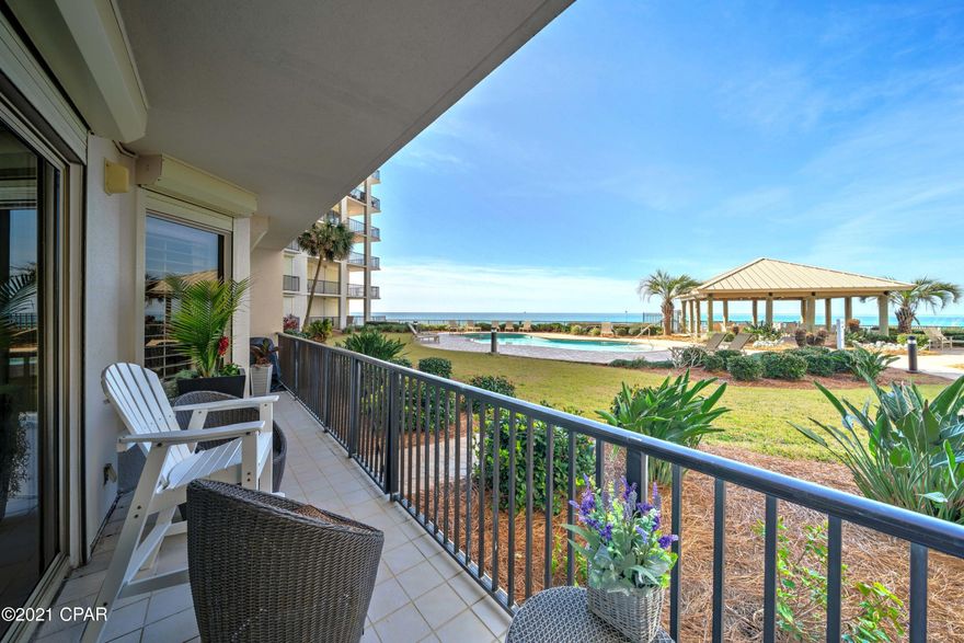 Currenty under contract - taking backups! First floor living in your gulf front condo in the non rental community of Summerwinds, located on Thomas in Panama City Beach!  Gorgeous and newly remodeled condo with GARAGE included  This is a must see home located on the ground floor for easy and convenient living.  Just steps to your door, steps to the pool, and you never have to get on an elevator! Gulf views from living, dining, kitchen and master. Wake up in your gulf front bedroom and open your eyes to crystal blue waters; pull open the doors to listen to the waves and sip a cup of coffee on your balcony.  Enjoy spacious grounds and greenspace, 2 pools, community room, workout room, and your own garage.  New paint, new floors, remodeled baths, walk in shower,and more ,