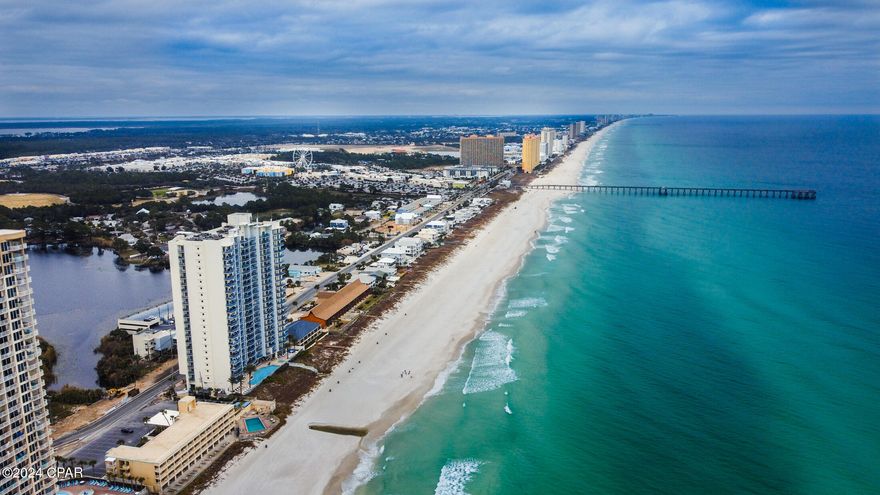 Welcome to Sterling Breeze a stunning waterfront condo with breathtaking views! This fully renovated gem boasts modern finishes throughout, including a sleek kitchen, updated baths, and elegant flooring. Enjoy serene water vistas from your private balcony. Perfect for investors or vacation homeowners, this property rents exceptionally well for short-term rentals, offering both luxury and income potential! The complex feature new, high-speed elevators that travel nearly one floor per second—no more long waits!     Just steps from the beach! Shortly down the road is Pier park which boasts shopping, entertainment, and dining! As well as a few minute drive to the world famous amenities 30A has to offer!  Call today for a private showing!