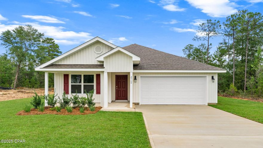 Welcome to 2368 Shenandoah Boulevard, a new home at Sunny Hills in Chipley Florida. This home is ready for move in and has 4 bedrooms, 2-bathroom home with a two-car garage. The Cali floor plan features a large covered front porch with space for a sitting area. As you enter this home you will find a long hallway leading to the living area. Two bedrooms are off the entry with a full bathroom in between. Across the hall is a fourth bedroom that could be used as a den or home office and large laundry room. Continuing down the hall, you will find yourself in an open and spacious living area with dining space and kitchen. The primary bedroom is found at the back of the home and features a large bathroom with dual sink vanity, separate shower, large soak tub and a large closet.

  The interior features of this home include EVP flooring in the main living areas and bathrooms and carpet in each bedroom. The kitchen is well appointed with a large center island, granite countertops and beautiful white cabinetry. Prep and clean up from all your meals with ease from your center island that has a sink and dishwasher. Additional appliances include a smooth top stove and microwave. A Smart Home Technology package is included with a Qolsys IQ Touch panel, a DEAK0 Smart Switch and smart thermostat and KwikSet Keyless entry