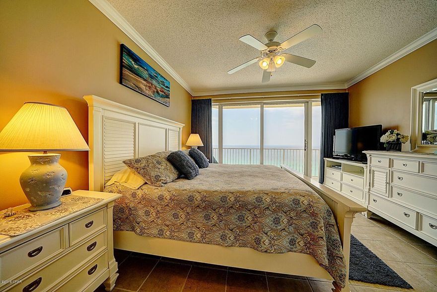 Private end unit on the 15th floor. This is the two bedroom plus bunk room floor plan with two full baths. Owner does not rent to spring breakers. Boardwalk beach resort features a gulf front pool, tiki bar, hot tub's, security, exercise facility and a convenient parking garage. This nicely appointed condo is being sold fully furnished!