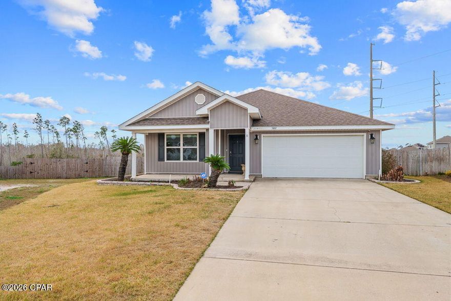 Why wait on new construction when you can move right into a home that already has it all? Enjoy paid-off solar panels, a premium lot, and a stunning water view--features that add both value and lifestyle from day one. Opportunities like this don't come along often... don't let this one slip away! Welcome to 5801 Viking Way, an exceptional home in Panama City, Florida that truly stands apart. Built in 2021 and offering nearly 1,800 square feet of well-designed living space, this four-bedroom, two-bath residence combines modern efficiency, privacy, and comfort in one beautiful package.

Situated on a premium end-of-cul-de-sac lot, and with a beautiful water view, this home offers minimal traffic and a peaceful setting where tranquility rules. The exterior features beautifully maintained landscaping, a full irrigation system, and a serene water view. The large backyard provides plenty of space for entertaining, relaxing, or future outdoor enhancements.

Inside, you'll find a thoughtfully designed layout along with a security system and one of the home's most impressive features: fully paid solar panels. Enjoy exceptionally low utility costs with electric bills averaging around 30.00 at the lowest per month, and the highest around 70.00 per mo.

Conveniently located just off Highway 231, this home is minutes from Publix, Starbucks, downtown Panama City, and Tyndall Air Force Base. The world's most beautiful beaches are only a short twenty-five-minute drive away.

Homes with newer construction, premium lots, water views, and paid solar rarely become available at this price This is a unique opportunity to secure a property that offers both lifestyle and long-term value.

Call me today to schedule your private showing.