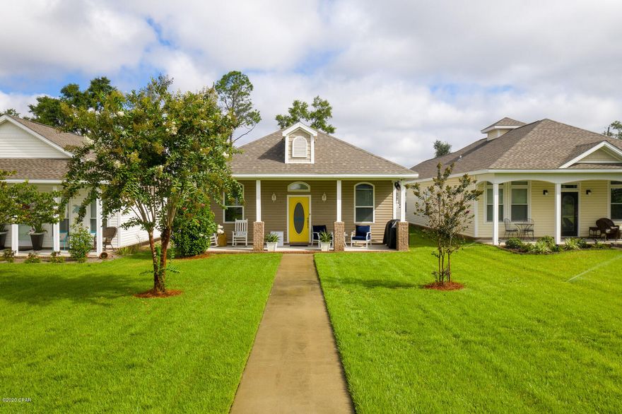 This Home Qualifies for $15,000 Hurricane Michael Buyer Assistance for Down Payment & Closing Cost. Meticulously maintained, move-in Ready this spacious 3 bedroom 2 bath home is what you have been looking for. Located in Riverside Park, comprised of beautiful traditional Florida Cottage style courtyard homes sharing common areas and taking a step back in time on what a neighborhood should be. This spacious over 1600 sqft home has an open floor plan with a spacious front porch enabling you to take in the beauty of the courtyards in the neighborhood. This home has been very well kept! It also offers a spacious kitchen with custom cabinetry, granite counter tops, All Samsung stainless steel appliances Included: Touch screen/WiFi/TV screen Samsung refrigerator, dishwasher, microwave, stove/oven &  bar that is joined with the open dining/family room. The Master Suite is sure to impress with its private bath featuring double vanities, garden tub, separate shower & walk-in custom closet. The 2 additional bedroom are spacious & there is an additional full bath. There is also a spacious laundry room with storage. The attention to detail continues in the perfectly maintained garage with Epoxy Flooring & pull down stairs for Attic access. This Home also comes with all TV Wall Mounts Included, Security system with app, Contact alarms on all windows and doors, Security Camera system, Automatic Irrigation Sprinkler system with app. There are also dimmer lights in the kitchen & living room. Don't miss out on this wonderful Home! HOA Fee is $135 per month but includes lots of Amenities: Cable, Community Pool, Gym with All New Equipment, Community Room & More. This neighborhood lends a true community feeling. ***All Measurements Approximate Please Verify if Needed***