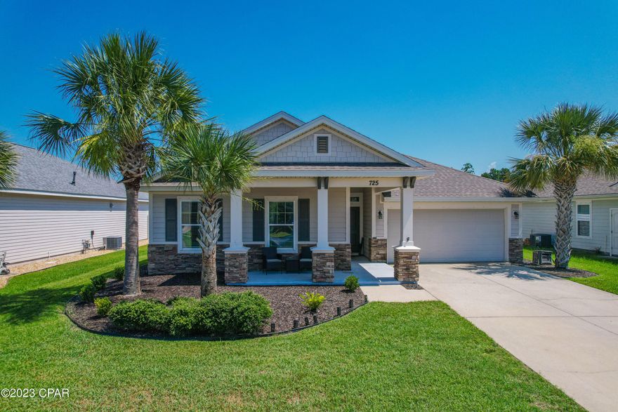 CURRENTLY UNDER CONTRACT, SELLER WILL CONSIDER BACKUP OFFERS. JUST REDUCED!!!  Breakfast Point - Stunning 4-bedroom, Executive Home, with an amazing floor plan.  From the time you walk through the front door you will feel the amount of space this home has. Setup with a split bedroom floor plan, the master bedroom is to the back of the home for added privacy, featuring its own private bath with a walk-in closet, oversized newly tiled shower, double vanity granite sinks, and a separate water closet. The master bedroom is open and airy with plenty of natural light and has a bay window overlooks the fenced in backyard for added privacy. The living room has a lot of natural light with 3 large windows overlooking the private fenced in backyard.  This kitchen is one of the nicest kitchens in all the floor plans and is complete with granite countertops and stainless-steel appliances. The large kitchen island has enough seating for 6-8 people, and is open to the living room and breakfast room.  The other 3 bedrooms are to the front of the home with a full bath.  There is a separate laundry room for added privacy with a large folding table. If you are not familiar with Breakfast Point it is one of Panama City Beaches premier communities with sidewalks, multiple parks and playgrounds, and located within walking distance to Breakfast Point Academy. Our community is set back off the main road for added privacy, yet within minutes to beaches, restaurants, and attractions. Additional features include: Refrigerator and dishwasher replaced over last year, Crown Molding in main living areas, new carpet in bedrooms/living room, newly painted interior, roof replaced in 2018, 18x18 tile in hall, baths, kitchen, and dining area.  Breakfast Point is a wonderful centrally located community with walking trails, 3 playgrounds and multiple open park spaces, walking distance to Breakfast Point Academy and within minutes to Publix, shopping, and area attractions.  If this sounds like the home you have been looking for, contact your realtor today for a private showing before your dream of owning a piece of paradise becomes someone else's reality.  Age, Sq.Ft., Room Dimensions, Schools, Taxes, or any important information is only an estimate and must be verified by the buyer via personal/professional inspections if important.