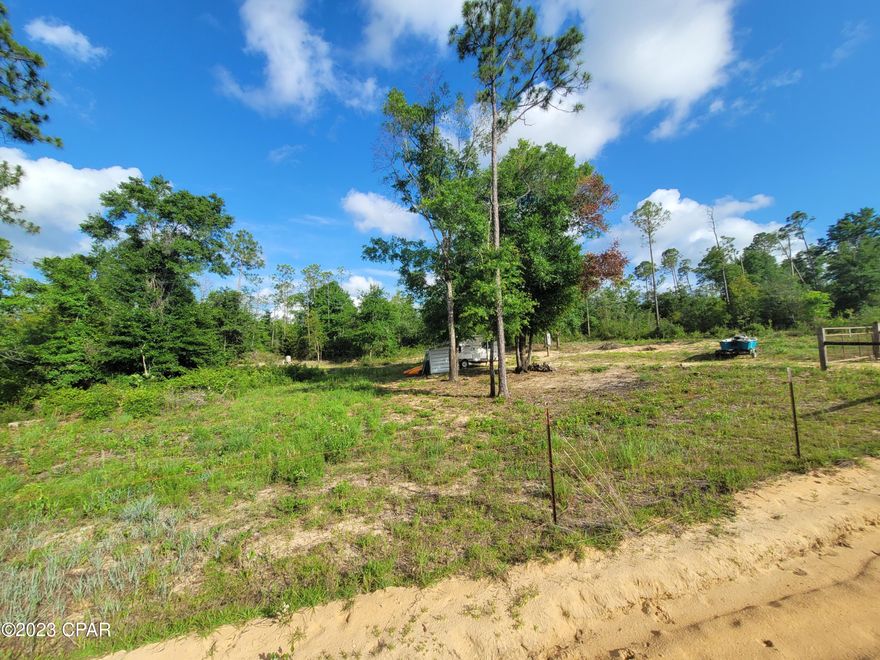 Looking for a getaway spot? This water view 1.18+/- acre parcel has a well and septic in place. Property has a cleared home site. Sits across from the 990 acre Porter Pond and is not far from the public boat ramp at Tom Johns Landing. This a great place to relax and enjoy the natural setting. Approx. 45 minutes to Panama City Beach and 20 minutes to Chipley. The camper and boat do not convey.