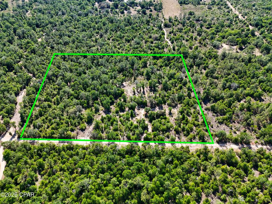 Secluded, yet just minutes to gas station, grocery, and restaurants and an hour from Gulf beaches!
This large 10-acre property has NO wetlands and is in Flood Zone-X. Improvements include electricity to pole, complemented by a dedicated 250' underground supply line leading to a secondary power pole, a well for a reliable water supply, circular drive cleared, and gate at drive entrance.