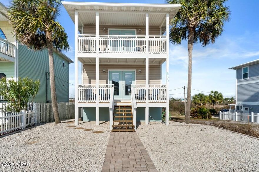 Check out this X FLOOD ZONE property just a short distance to the white sand shores of Mexico Beach, this 3 bedroom, 2 bath home offers an unbeatable location and Gulf views from the upper balcony. It comes fully furnished! Thoughtfully designed for comfort and convenience, each bedroom includes its own TV, and the home features private parking, a 2 car garage, and additional boat friendly space. The open living area connects to a covered porch perfect for relaxing after a day on the beach. Enjoy shared community space behind the property as well! The kitchen comes fully equipped, and there's a washer/dryer for easy cleanup after sandy adventures. Located next to the iconic Killer Seafood and walkable to shops and dining, this home places you in the heart of Mexico Beach—known for its peaceful atmosphere, uncrowded shoreline, and world-class fishing. Whether you're looking for a full time residence, second home, or investment opportunity, this property delivers the best of coastal living. Looking to purchase a short term rental? This is already on the STR market and has no HOA! Community green space in the back for activities!