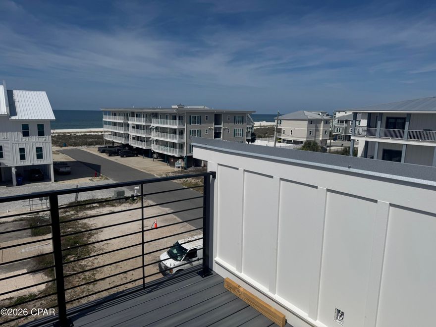 Mexico Beach: NEW CONSTRUCTION WITH ROOF TOP COOK STATION AND HALF BATH. GULF VIEWS FROM EVERY ROOM. A Community by the Sea Nestled along the pristine shores of Mexico Beach Florida, A short 5 min walk to the magnificent white sand, this exclusive community offers an unparalleled lifestyle with a harmonious blend of elegance, comfort, and breathtaking natural beauty. Featuring wide open views of the beautiful blue water and white sand. Mexico Beach is a one-of-a-kind opportunity for those seeking a serene retreat by the sea. Each property is designed to accommodate your dream home, with the option to include private outdoor roof top space ensuring your home becomes a personal space. Enjoy the Sun Set on your private Balcony. This home offers easy access to the sugar-white sands and sparkling Gulf waters offering a serene place to relax. The unit is a NEW BUILT Property and has all the comforts of home. Lots of storage space for beach gear and other essentials. This community is designed for those who desire an effortless lifestyle. This property allows short-term rentals making it an ideal option for personal enjoyment or investment. Imagine waking up to the gentle sound of waves and soaking in spectacular sunsets over the Gulf from your own home. This is your opportunity to claim a piece of paradise. Contact us today to learn more about this property.
(MORE PICTURES​​‌​​​​‌​‌​​​​‌​​‌​​​​‌‌ COMING)