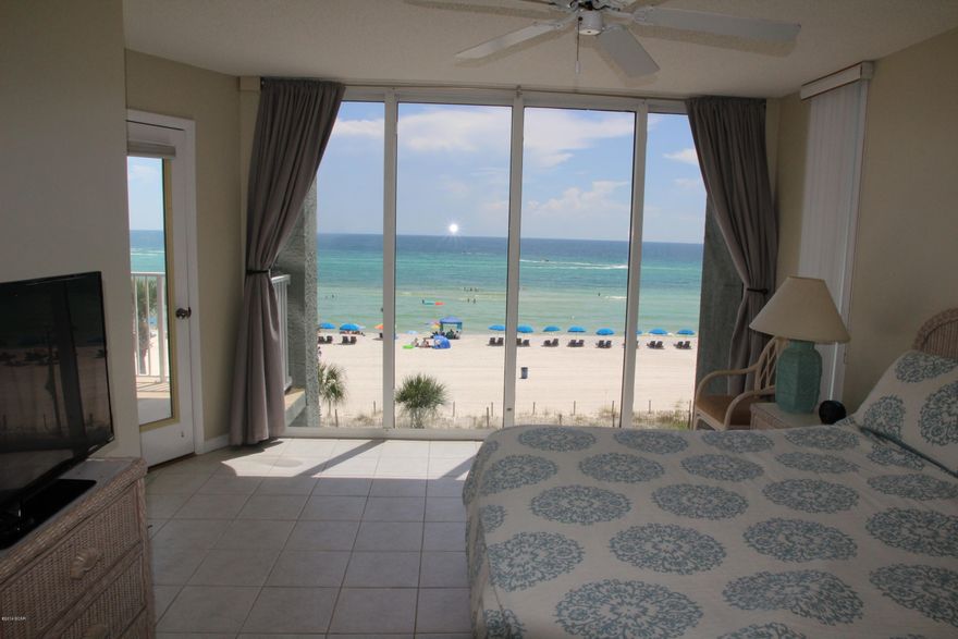 This is a beautiful ALL-TILE West-facing 3bd in Long Beach.  This is the 3 bedroom style with all of the bedrooms looking out at the gulf.  The lock-off studio has it's own private balcony.  No foggy windows in this condominium.  This is a 3rd floor condominium, (which is really the 4th floor) so your views are PERFECT.  SUNSET VIEWS all year long.  Views to the pool between tower 1 and tower 2.  This is really THREE MASTER SUITES.  The AC is two years old, double vanities in all bathrooms, NEW STOVE, MICROWAVE, FRIDGE, COUCHES, WINDOW COVERINGS.  New Smart TV's.  You need to make sure that you see this one.  (HOA dues anticipated to go down after 2 more years, paying off all the upgrades and painting in the buildings. Long Beach looks MUCH BETTER after the paint, so it was worth it).