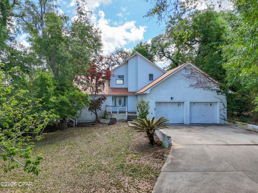Fixer Upper on Deer Point Lake! This home has a lot of potential and looks to be set up as having 4 bedrooms rather than 3 on the property appraiser's site. Over 1/2 Acre at .642. Much work had been done to the home but was not completed. Some completed work appears to be sheetrock, flooring, counter tops, AC units in place. Roof appears to be replaced after Hurricane Michael. No visible mold in the home.  There is a large pool and deck with newer deck boards, The boat lift needs to be removed but the Dock appears possibly savable. Deer Point Lake is well known for year round freshwater fishing and boating activities as the Lake is Spring Fed from Econfina. All information within listing to be verified by prospective buyers.