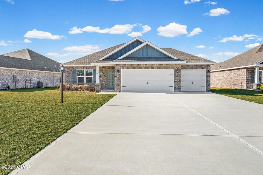 Special Rate Incentive Available! The Destin floorplan is a gorgeous 3 bedroom 2 bath home that is perfect for the starter home or to downsize. As you walk into your new home, you will see your very spacious formal living room or optional fourth bedroom. As you continue down your foyer perfect for those nice art pieces or family portraits, you will be welcomed into your dream kitchen with enough counter space for every gadget you could want. It is dressed with a lovely island that is welcoming into the dining area and the great room so even the cook of the house will not be left out of any conversations.  Your owner's suite is off a nook in your great room, giving it privacy but still conveniently located for those midnight snacks. Your two spare rooms and guest bath are down their own private guest hall that also leads to the laundry room with tons of storage space, as well as an exit to your new spacious three car garage!  Pictures or video are not of subject property and may have different colors and/or upgrades.