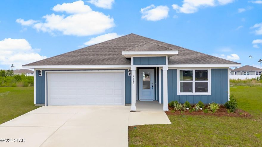 Discover the ideal blend of comfort and convenience at 6483 Lazar Lane, nestled in the heart of Liberty Phase IV, Panama City, FL. This under-construction gem, featuring the spacious Cali floor plan, offers 1,799 square feet of thoughtfully designed living space.

Step into a world of modern elegance with 4 generously sized bedrooms and 2 pristine bathrooms, perfect for relaxation after a busy day. The heart of the home is the expansive open concept living and dining area, seamlessly connected to a kitchen adorned with sleek quartz countertops, durable EVP flooring, and a chic stainless-steel appliance package, including a smooth top stove, microwave, and dishwasher.

Each bedroom features the comfort of plush carpeting. Appreciate the convenience of a Smart Home technology package, featuring keyless entry and an intuitive control panel for your thermostat, lighting, and security systems.

Outside, indulge in the serene ambiance of a large, covered porch, beautifully landscaped front flower bed, Hardie Board siding and a manicured sodded yard. Situated off Star Avenue, this address is a stone's throw away from downtown Panama City's vibrant scene and the esteemed Tyndall Air Force Base, making it an exceptional choice for military personnel.

Residents of Liberty Phase IV enjoy exclusive access to a 7,500 square foot amenity center, complete with a vast pool, a children's splash pad, a playground for endless fun, and a well-equipped fitness center. Embrace the lifestyle you deserve where every detail is curated for your ultimate enjoyment.