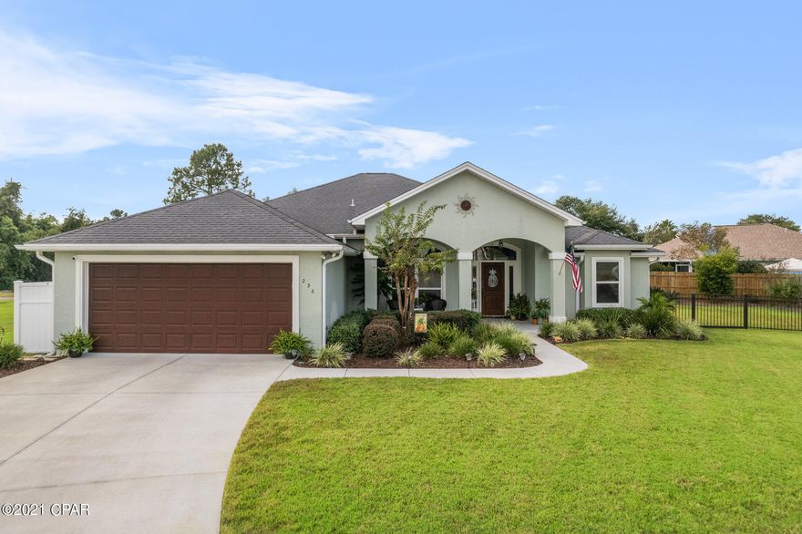 CURRENTLY UNDER CONTRACT, SELLER ACCEPTING BACKUP OFFERS - Impressive 4-bedroom, 2 bath home with sunroom nestled on a quiet cul-de-sac in the desirable Summerwood community.  This home offers 10 ft. ceilings which are carried out in the entire home. The home offers quality features such as french doors, hard wood flooring, extensive crown molding, archways, and oversized windows, beautiful lighting package and ceiling fans and so much more!! Amazing kitchen which is open to the living area and has stainless steel appliances, granite counters, custom wood cabinets which have decorative touches and have roll out drawers, breakfast bar, pantry and plenty of cabinet and counter space and a cozy breakfast nook. In the spacious master suite, you will find a beautiful tray ceiling, ribbed paned doors, double doors that lead to the master bath which offers large soaker tub, stunning tile shower, double vanities, and custom cabinets. The split floor plan is perfect for those that desire more privacy. Home has newer AC and newer carpet in the bedrooms.  Exterior of the home has been painted with Elastomeric paint and offers Hurricane Shield Fabric protection.  Yard has extensive manicured landscaping, decorative black fencing, private outdoor shower, lovely back porch, sunroom with AC, and irrigation system that's on a well. Home is walking distance to Pier Park and just 3 blocks from the beach!  Also, home is offered semi furnished.