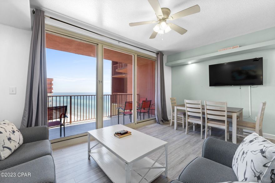 Turn-Key Gulf Front Condo located on the 21st floor of Shores of Panama. This condo has 2 Main Bedroom Ensuites with Gulf Views.  It also has a Bunk Area with its own bathroom. Making it a 2 Bedroom / 3 Bath with Bunk. It comes Fully Furnished and can accommodate 8 people comfortably. Recent updates include Vinyl Plank Flooring, Whirlpool Appliances, HVAC & Furnishings. Enjoy your morning coffee or happy hour cocktail from your expansive balcony overlooking the beautiful waters of the Emerald Coast. Shores of Panama offers a Lagoon-Style pool which may be the Biggest & Best on the beach. Other features include: 24-Hour Fitness Center, Heated Indoor Pool & Hot Tub, Poolside Tiki Bar and a Poolside Grill...Plus so much more.  Schedule a showing today!