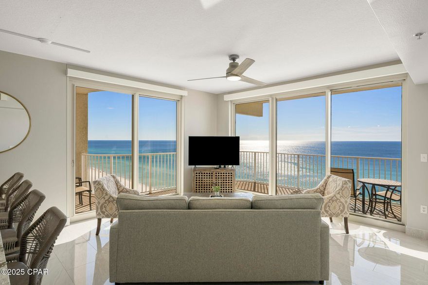 Beachfront corner wrap around balcony for sunset views. Direct access to world famous Emerald Coast Beach for morning walks. This 2 bedroom + bunk room, 2.5 bath condo has been extensively remodeled with ample storage, luxury appliances, plantation shutters, remote controlled blinds and freshly updated finishes. Master bedroom has direct access onto beachside balcony. Not your normal run-of-the-mill condo, this has been Owner's primary residence but is ready to be your family vacation home or short term rental. Don't want to hang on the beach? Unwind in the resort style zero-entry lagoon shaped pool with outdoor hot tub and views of the Gulf of Mexico. Never have to leave with Tiki Bar & Snack Shack onsite and Pineapple Willy's right next door. Check out the indoor pool with hot tub, fitness center, coffee shop, bbq grill area, and 24 hour property patrol with gated entry. Great location to walk to restaurants, shopping, Wal-Mart, bars, mini-golf and more entertainment. Top Golf announced coming to the area! Dedicated/Deeded parking spot on the 7th floor with easy access to the elevators. Call today to make this your new hot get-away!