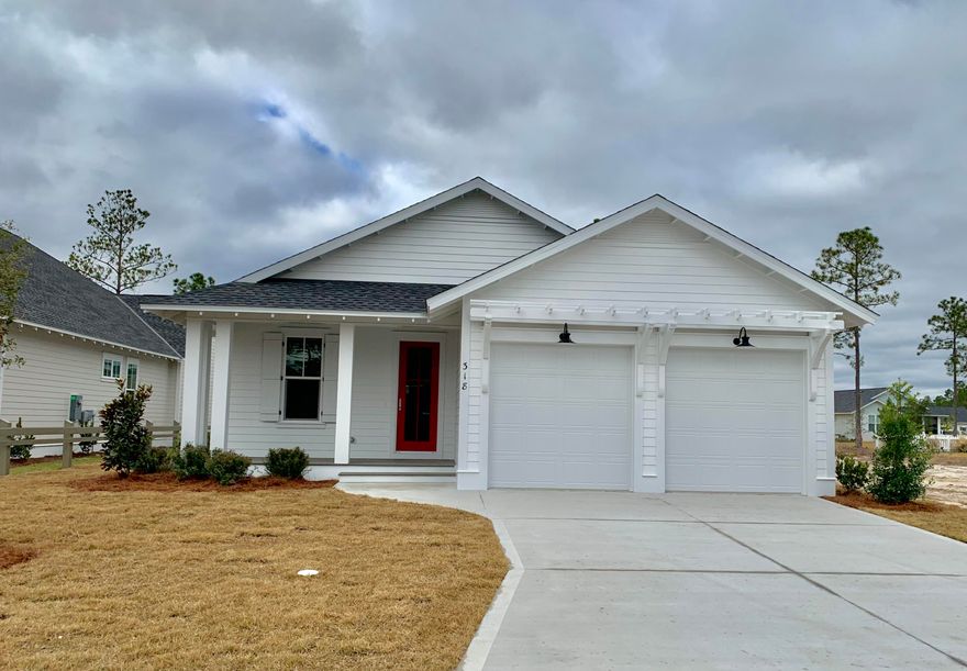With both a front and back porch, this house maximizes outdoor living spaces. Three generously sized bedrooms each have their own walk-in closet. The kitchen, which has a walk-in pantry and center island, flows seamlessly into the spacious dining room, perfect for any dinner party. The large living room, which opens to the front porch, offers plenty of space for family gatherings. The Study provides additional space for an office, play room or small bedroom.