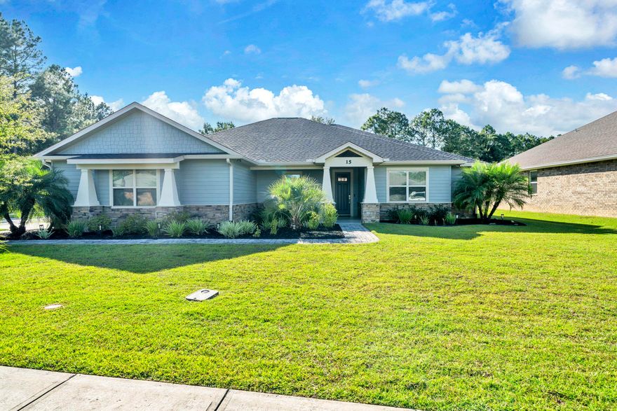 Luxury meets lifestyle in this one-of-a-kind Craftsman-style home in desirable Hammock Bay! With five spacious bedrooms and thoughtful design throughout, this custom-built beauty blends function with style. The kitchen has custom cabinetry, quartz countertops, stainless steel appliances, and a gas stove--perfect for those who love to cook. Durable luxury vinyl plank flooring flows throughout, and the open-concept living area includes a custom bar with wine cooler, ideal for entertaining.The primary suite offers a peaceful retreat with a walk-in closet, dual vanities, a makeup area, and a spa-inspired dual-head shower with a bidet in the water closet. Enjoy the Florida lifestyle year-round from the inviting front porch or the screened back porch with a mounted TV that conveys, creating the perfect setup for relaxing or game-day gatherings. The outdoor living is just as impressive as the interior with an extended paver patio, inviting screened porch (TV included), and charming front porch for morning coffee or evening unwinding. Behind the scenes, practical upgrades like the tankless Rinnai water heater and whole-house generator add everyday efficiency and peace of mind. Crafted with care and filled with custom touches, this Hammock Bay home perfectly blends modern comfort and timeless style.