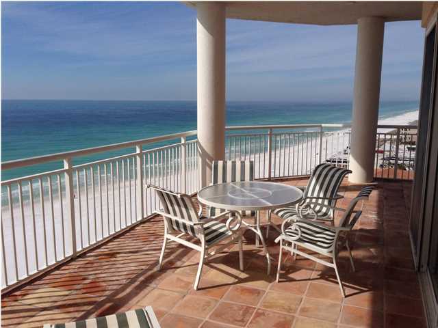 Priced Reduced 100K !!Unbelievable Panoramic Views! Directly on the Gulf. West end unit. Extra large balcony. 4 bedrooms,each one with its own separate bath. Exclusive non-rental community of Grand Villa at Hidden Dunes. Selling furnished, only a few personal paintings/items do not remain. Interior Wood shutters throughout. Grand Villas is an exclusive building gated within a gate. Indoor parking garage, pool, spa, gym, tennis, walking trials, BBQ grills, horse shoes, beautiful grounds with fountains. Seasonal tram and onsite management. Spacious private 9th floor residence. 24 hr. security. You will never want to leave this exquisite property. Buyer to verify all dimensions. Once you see this unit, need look no further.