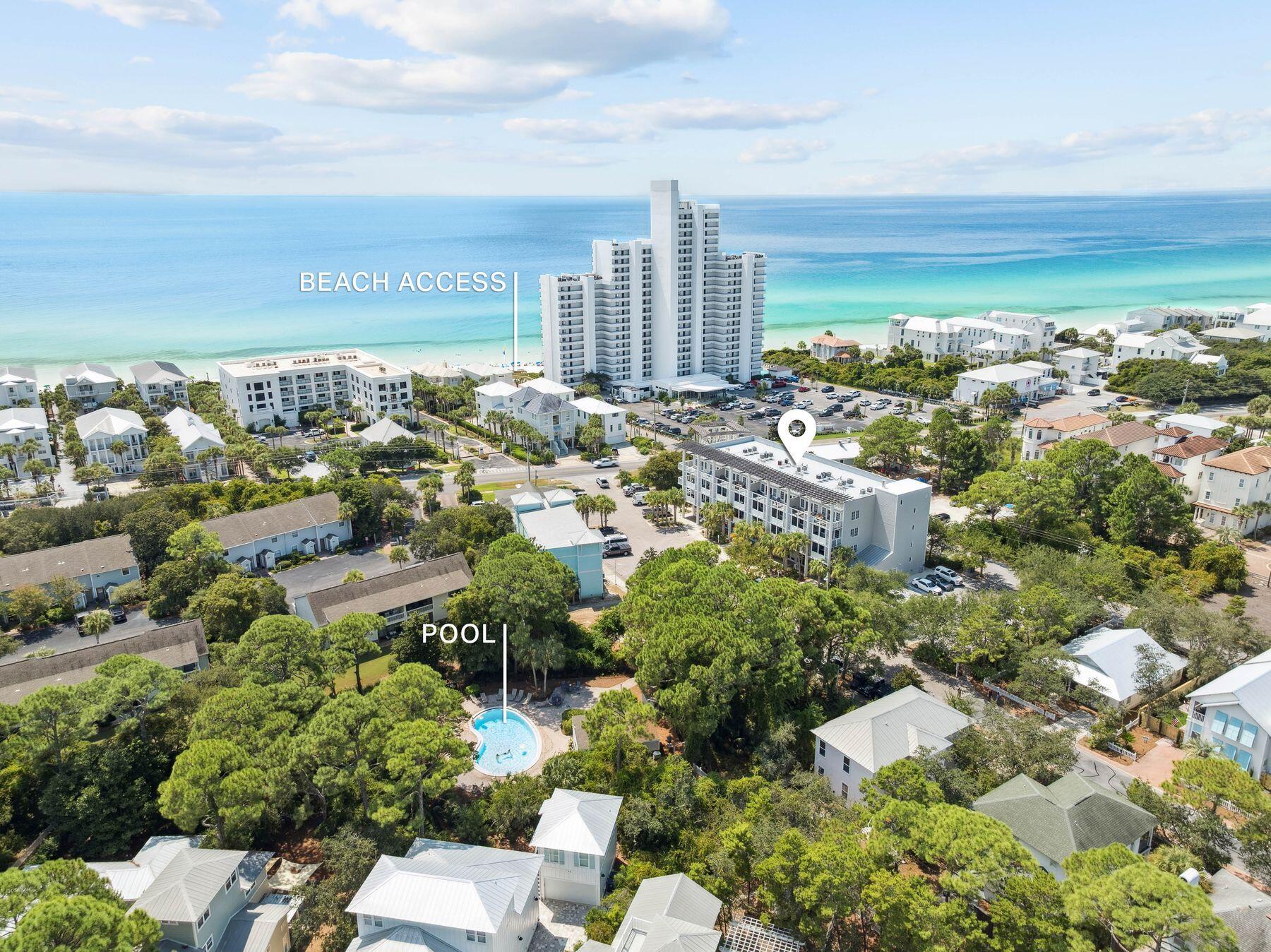 This end-unit residence at Cassine Station offers an ideal coastal escape in the heart of Seagrove. Designed with one of the most functional layouts in the building, the condo features a true separate bedroom along with hallway bunks that maximize flexibility for families and guests. A full bathroom connects to an additional half bath, creating a smart and convenient setup.Natural light fills the living area thanks to the extra set of windows afforded by its corner location. The kitchen is outfitted with stainless steel appliances and an extended breakfast bar, while the open living space flows seamlessly onto a spacious balcony -- perfect for morning coffee or evening gatherings. Positioned directly across Scenic Highway 30A from a public beach access, this property puts the Gulf of Mexico just steps away. The walkable location means popular restaurants, such as Cafe Thirty-A and Angelina's Pizza, are nearby, with Seaside, Florida, and WaterColor only a short bike ride away from your door. Community amenities include two sparkling pools and tennis courts, enhancing the coastal lifestyle experience.
As the lowest-priced residence in Cassine Station, this one-bedroom end unit offers exceptional value in a highly sought-after location.