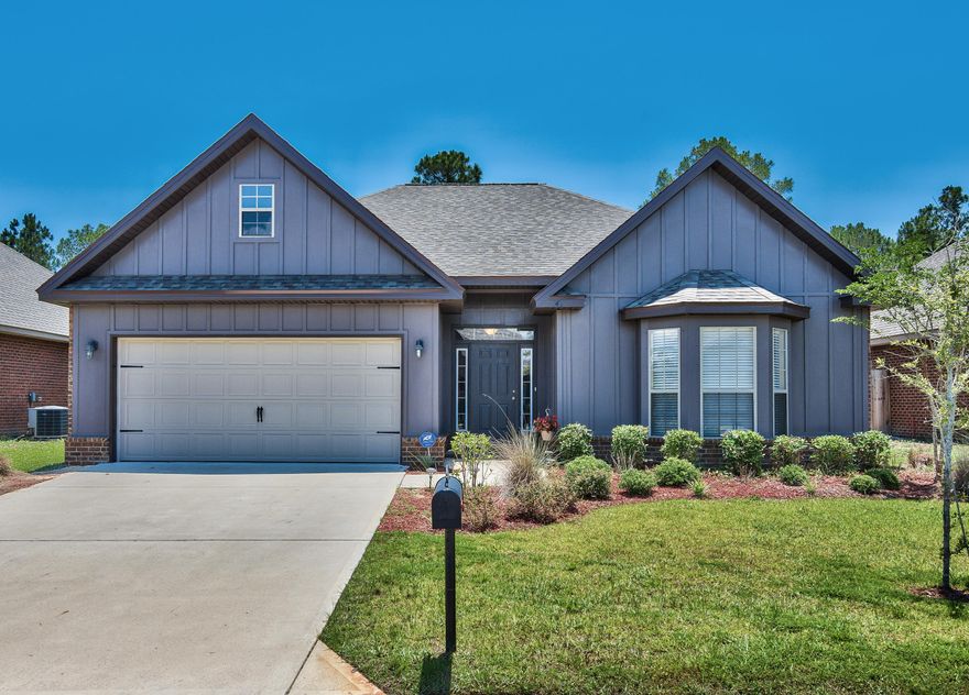 This charming single story home is minutes from Ed Walline Beach Access on 30A and Gulf Place. Open floor plan perfect for family living and entertaining. Low maintenance brick and hardie board siding exterior. Beautiful dark hardwood floors lead you from the foyer into the open family room and dining area. Granite counters and tile floors in the kitchen and bathrooms. Enclosed sun room provides additional living space and the perfect area to unwind. Spacious master suite has a sitting area, hardwood floors, and walk in closet with plenty of natural light. Double car garage and 2 driveway parking spaces provide ample parking. The fenced backyard is a perfect for pets and children to play with enough room to add a pool. Attic space provides additional storage.