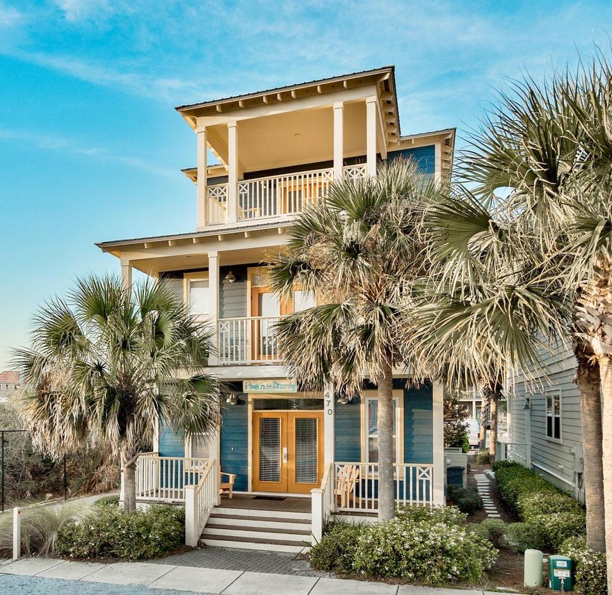 ''PINCH ME I'M DREAMING'' is what you will say when you step inside your idyllic Seacrest Beach home. Overlooking Alys Beach with beautiful Gulf views and just a short bike ride to Rosemary Beach, this home has everything to make Beach living a dream! INVESTOR ALERT!! Over $80,000 GRI consistently. First floor features spacious living/dining with hardwood floors adjoining gourmet kitchen with granite counters. First floor bedroom is a renter must with adjacent full bath. Second floor features 2 large King master suites, each with private balconies and ensuite baths. Third floor bedroom is perfect for children with sleeping for 5. Tower bar and covered deck atop for enjoying the gorgeous sunsets and gentle Gulf breezes. Over 653 sq ft of porches.