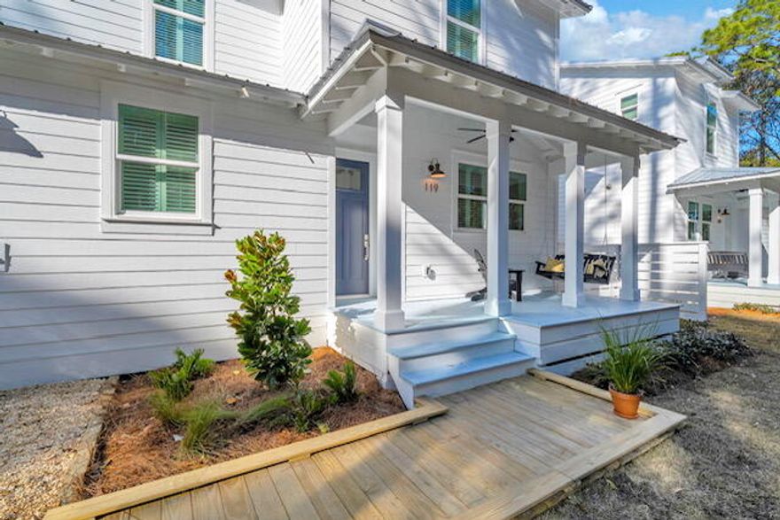 New to market! This stunning new construction home in the heart of Santa Rosa Beach, Florida South Walton's premier coastal gem, celebrated by Travel + Leisure as one of America's top favorite towns. Nestled amid pristine white-sand beaches, emerald Gulf waters, and the laid-back charm of Scenic Highway 30A, this coastal-inspired rental offers the perfect blend of luxury, convenience, and nature. Step inside to an inviting, thoughtfully designed layout spanning two spacious floors. The first floor features a well-appointed mud room/laundry with convenient side entry from the carport, flowing seamlessly into an open-concept kitchen and common living space ideal for relaxing or entertaining. The expansive master suite (19'x16') includes a generous walk-in closet and a luxurious ensuite bath with a walk-in shower and double vanity. A separate guest toilet room adds extra convenience for visitors.

Upstairs, a versatile second-floor common area serves as a flexible office, lounge, or guest room, complemented by another guest toilet room. Two additional oversized bedrooms provide comfort and privacy: Bedroom #2 (20'x16') with its own ensuite bath and walk-in closet, and Bedroom #3 (22'x16') boasting the same premium ensuite setup and ample storage.

Outdoor living shines with large front and rear porches perfect for morning coffee or evening breezes. A fully covered carport includes a spacious storage room and an EV charger for eco-friendly convenience. The fully fenced backyard is surrounded by a peaceful 100' wooded buffer, offering privacy and a serene escape.

Location is unbeatable: Enjoy top-rated dining just a short stroll away Farm and Fire, North Beach Social, and The Bay are all within a 15-minute walk, delivering fresh, local flavors with bay views. Nearby amenities include Padgett Park/Community Gardens (25-min walk), South Walton High School (30-min walk), and the Walton County Dog Park (35-min walk). Quick drives get you to Publix South Walton (10 min) for groceries, Cessna Landing Boat Launch (10 min) for bay access, and the beautiful Gulf beaches just a short drive to Blue Mountain Beach public access and Grayton Beach State Park, putting sugar-white sands, turquoise waters, and stunning coastal trails easily within reach.

This home combines timeless elegance, smart functionality, and prime proximity to Santa Rosa Beach's beaches, trails, and vibrant community ideal for families, professionals, or anyone seeking the ultimate Emerald Coast lifestyle.