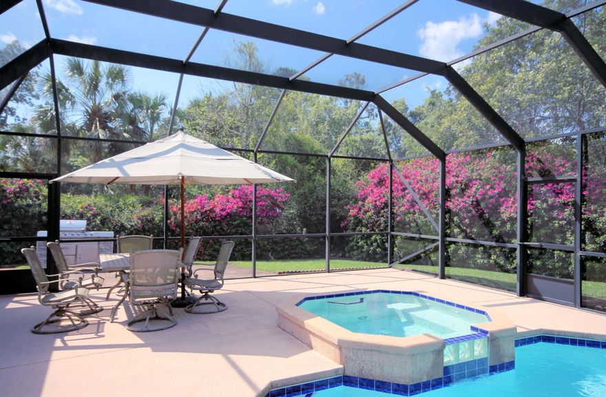 Immaculate, renovated cul-de-sac home in Bluewater Bay with an enclosed pool on a .40 acre lot!! This turn key home with its high ceilings and open floorplan is ready and waiting for you to make it your own! Upon entering through the wide tiled foyer, you will find the dining room to your left and a bedroom/office to your right. Ahead of you is the large tiled family room that is open to the Florida room overlooking the pool and back yard. The renovated kitchen with a large breakfast nook features stunning granite counters, an abundance of cherry cabinets and updated stainless appliances. This is a split plan with the master suite (also tile) and renovated bath on the right and two additional bedrooms and another renovated bath to the left. CLICK MORE