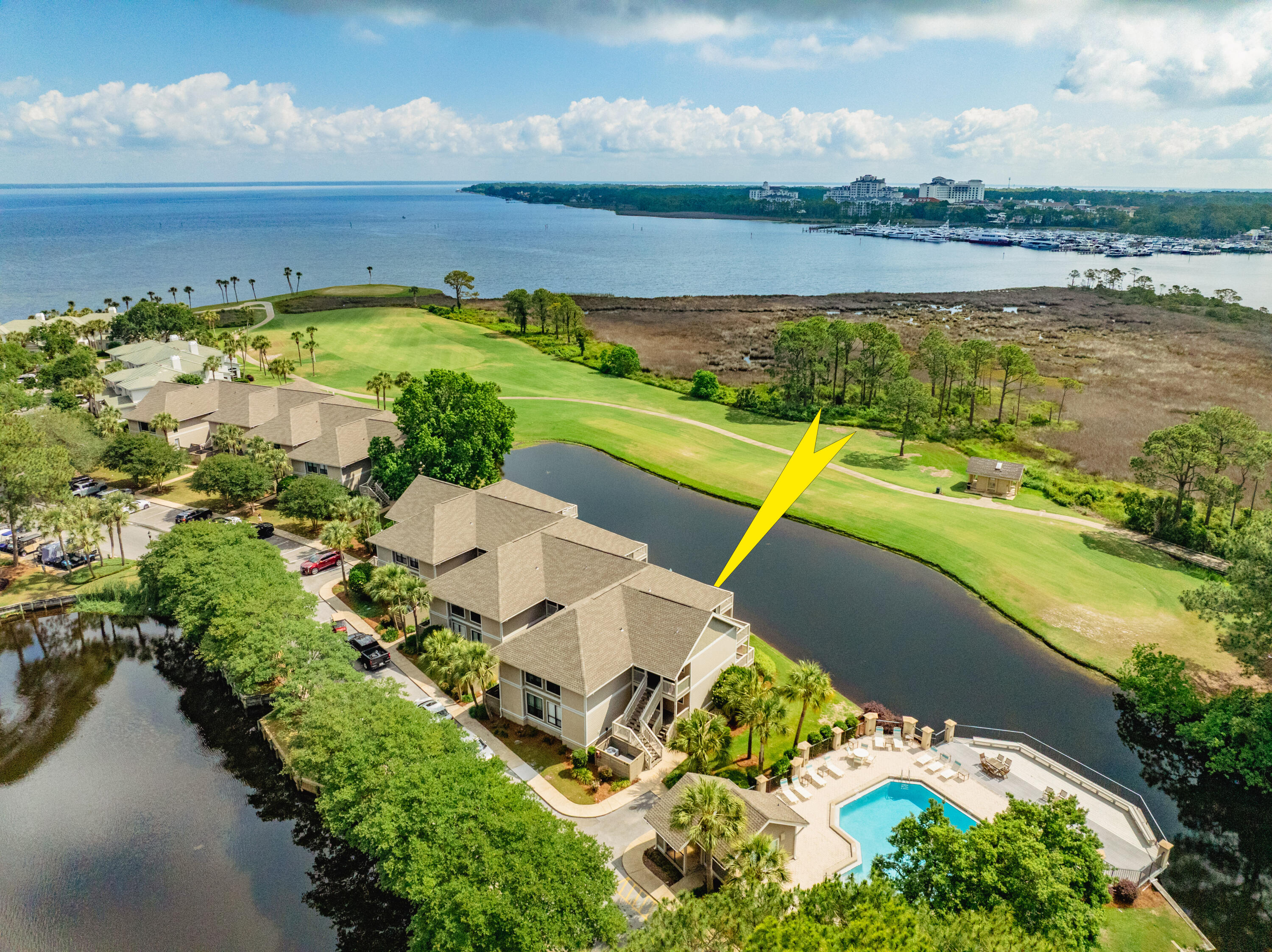 New Listing! Turn Key! Short-Term Rental!Golf Cart Included! Welcome to 801 Harbour Point Drive, located in the highly renowned Sandestin Golf and Beach Resort on Florida's Emerald Coast. This beautifully remodeled first-level waterfront condominium offers breathtaking panoramic views of Choctawhatchee Bay and Links Golf Course where you can enjoy both sunrises and sunsets from your private balcony. Designed for comfort and style, the open-concept layout features a spacious living area filled with natural light, a fully equipped kitchen, and an inviting bedroom retreat overlooking tranquil lake views--perfect after a day of golf, boating, or relaxing on the beach. Harbour Point is one of Sandestin's most charming golf-cart communities, providing a peaceful escape with a community pool... providing a peaceful escape with a community pool access to the resort's coveted white sand beaches and emerald waters, and an array of world-class amenities. Owners and guests enjoy four championship golf courses, tennis and pickleball courts, watersports, a full-service marina, fitness facilities, miles of scenic trails, and the vibrant Village of Baytowne Wharf and Grand Boulevard with endless dining, shopping, and entertainment options.
Whether you're searching for a primary residence, vacation retreat, or short-term rental. 801 Harbour Point Drive delivers the perfect blend of location, convenience, lifestyle, and luxury in a golf-cart friendly community. Schedule your private showing today! Check out the the virtual tour! Rental Calendar: today!https://beachbumsdestin.guestybookings.com/en/properties/66db4668b06224000fe42c13?minOccupancy=1
