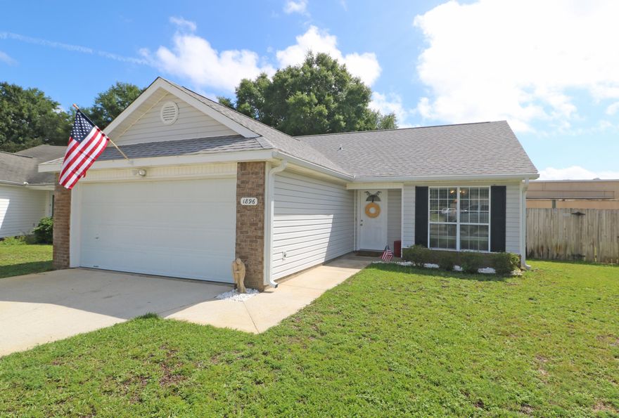 Turn-key ready home ideal for first time homebuyers or downsizing family! This quaint home at the end of a cul-de-sac is centrally located to schools, shopping, churches, base, & short drive to the beach. Very well maintained 3 bed/2 bath/2 car garage. Interior features kitchen w/eat-in nook, pantry, & a viewing window to living area. Living, kitchen, nook, hallways, bathrooms & laundry room are tiled w/carpet in bedrms. Home has new door knobs, locks, boasts modern grey/blue toned walls & a beautiful wood plank accent wall in the living rm to give character. French doors lead to the screened porch where you can enjoy the outdoors mosquito free, fully privacy fenced backyard great for pets/kids, & open patio perfect for summer grilling. Don't miss this one, call today, it won't last long!