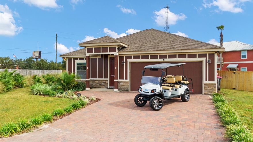 Located in the quaint neighborhood of Gulf Vista, this home offers a premiere opportunity to own south of 98 in highly desirable west Panama City Beach. Primely positioned just over half a mile to the sugar white sands of the Gulf, this 4 bed, 2 and a half bath home is uniquely characterized by an open layout, with a comfortable, well-thought out floor plan all on one level.  Offered fully furnished, elevated finishes detail the home throughout, including granite surfaces, tile floors in the common areas, stainless steel appliances, shiplap accents, crown moulding and wainscoting trimwork.  The oversized master suite contains a walk-in closet, and ensuite bath with a large custom tiled shower. The manicured, oversized fenced-in back yard offers endless entertainment opportunities for an in-ground pool, cabana, or outdoor kitchen setup.  Built in 2015 and newly furnished this year, this home is available turnkey for an investment property or full time living/second home use, and presents an incredible opportunity for ownership this close to the beach.  