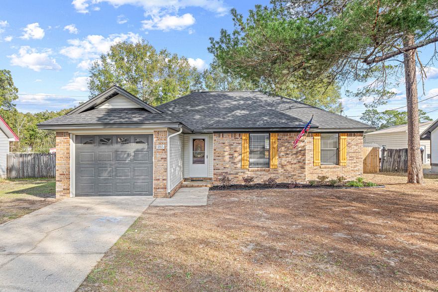 South Crestview Home-100% Updated home with Large Privacy Fenced Backyard and Deck. New roof, New Ac, Updated Hot Water Heater, updated kitchen with Eat-In Sitting Area and Bay Window. Updated baths with New Vanities, Mirror, lights, etc. New flooring  Laminate & Luxury Vinyl in Baths and no carpets, new inside and outside paint with Brick exterior and New Shutters. New fans/lights, Door knobs & hinges. Interior Laundry in Garage.